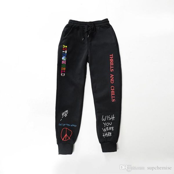 

astroworld письмо печати мужские дизайнерские брюки мода свободные хип-хоп карманы мужские брюки повседневная мужская одежда, Black