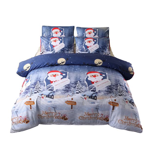 

home decor christmas gift duvet cover set usa  king size 3d cartoon snowman santa claus deer print bed linens bedding sets