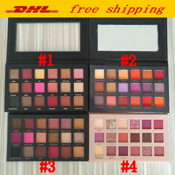 Nova beleza olho maquiagem paleta 18 cores paleta de sombra fosca shimmer rosa olho paletes 4 estilos dhl frete grátis