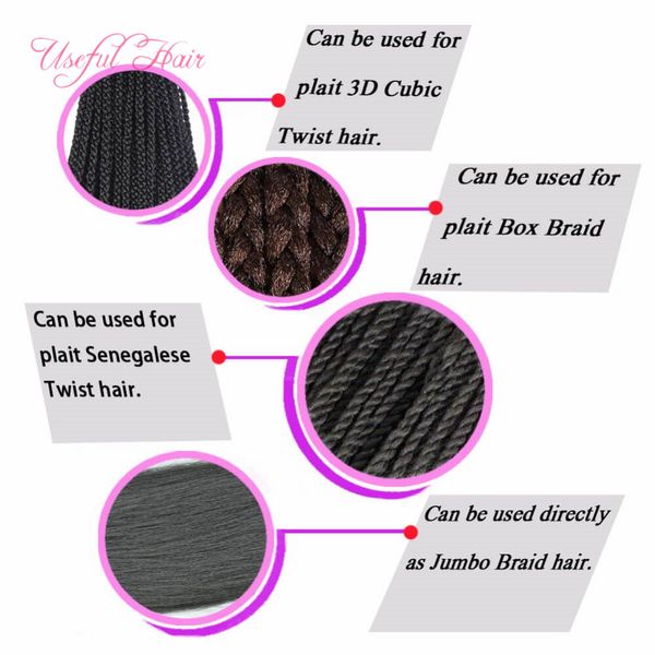 

easy braid box jumbo braids hair crochet prestretched braiding hair synthetic extension 26" ombre kanekalon hair african bundle black m