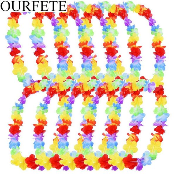 

10pcs hawaiian flower leis garland necklace fancy dress pool decor party hawaii beach party fun flowers diy luau supplies