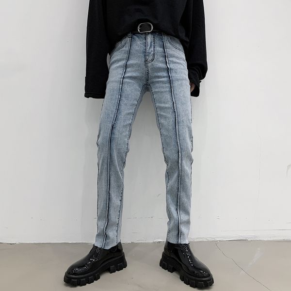 

men's jeans men vintage fashion splice slim fit casual denim pencil pants male women streetwear hip hop skinny trouser couple clothes, Blue