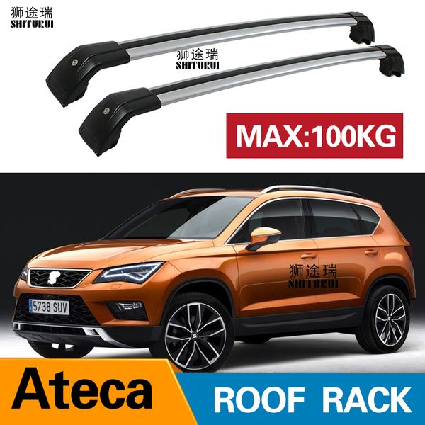 

2pcs roof bars for seat ateca , 5-dr suv, 2016- aluminum alloy side bars cross rails roof rack luggage cuv suv