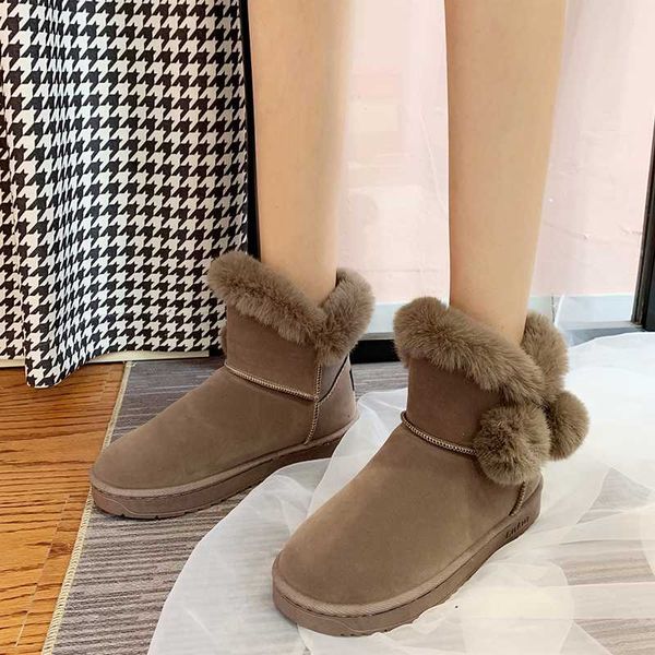 

2019 new winter women boots plus plush keep warm plush ball fur snow boots comfortable non-slip australia emu, Black
