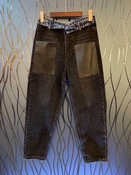 

the new autumn and winter 2019 women's leather strap jeans 924 street fight, Blue