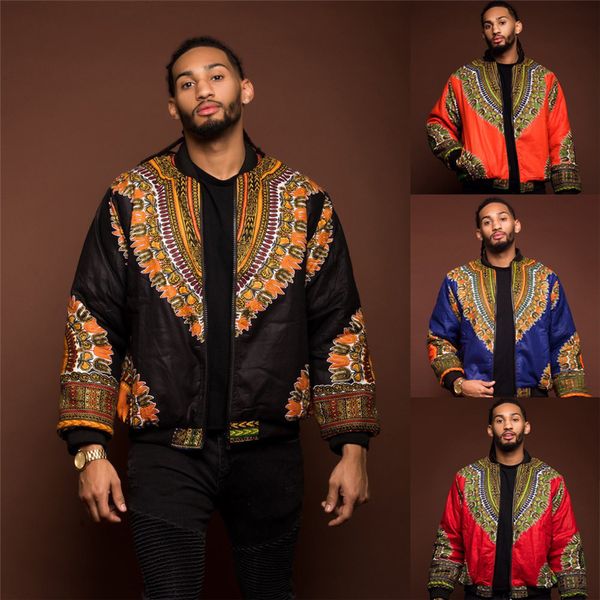 

2019 african men jacket print rich bazin long sleeve fashion africa traditional dashiki coat for male clothing s-xl, Red