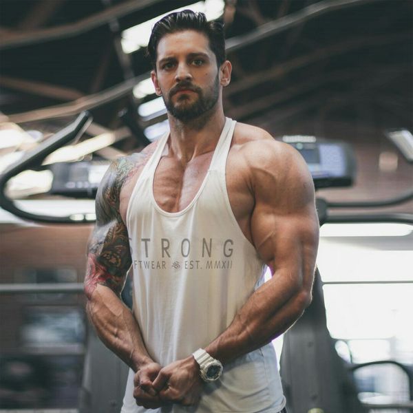 

explosion style men's casual vest sports fitness sling europe and the united states sleeveless cotton training clothes, White;black