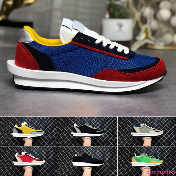 

2019 mens ld waffle running shoes sacai green multi blue fashion women's trainers shoes breathe tripe sneakers sports shoes 36-45