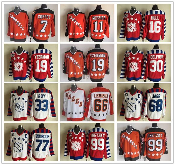 

All Star Jersey Paul Coffey Mark Messier Brett Hull Steve Yzerman Ed Belfour Patrick Roy Mario Lemieux Jagr Ray Bourque Wayne Gretzky