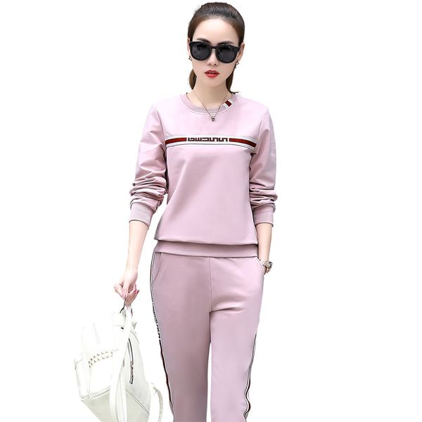 

розовый sweatsuits женщины 2 шт спортивные костюмы 8813 с длинным рукавом экипаж шеи t рубашки бегуны штаны 4 цвета плюс размер гимнастики к