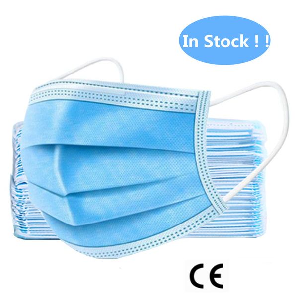 

in stock fda ce certificate dust-proof masks with elastic earrings 3 layers disposable anti eust virus mouth protective face masks