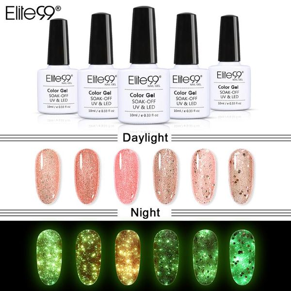 

elite99 10ml luminous gel polish rose gold shimmer glitter gel lacquer semi permanent nail polish uv led nail art varnish, Red;pink