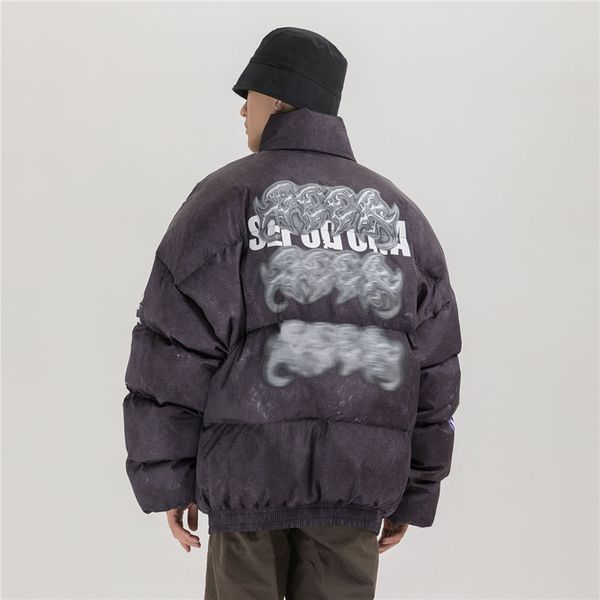 

winter jacket men black casual baggy standard collar warm thick coat