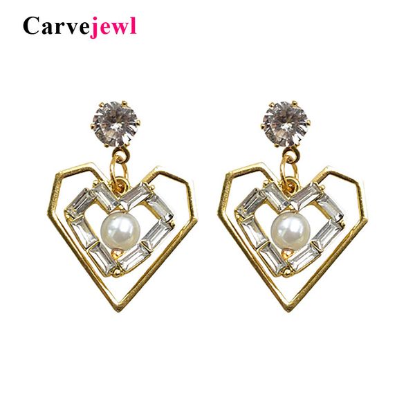 

carvejewl нерегулярное металла серьги сердца стеклянный прямоугольник камень золото обшивки украшения акрил жемчуг мотаться серьги женщины ю, Silver