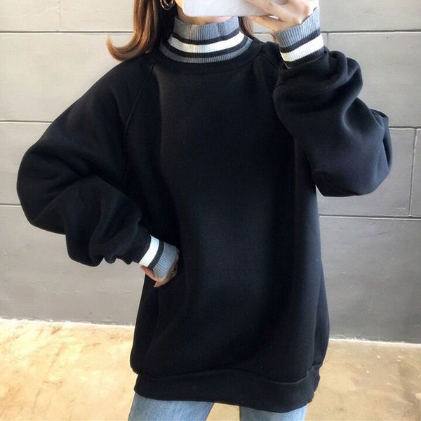 

ropalia утолщенные поддельный двухсекционный толстовка plus джерси сыпучие куртки с длинными рукавами рубашки, Black