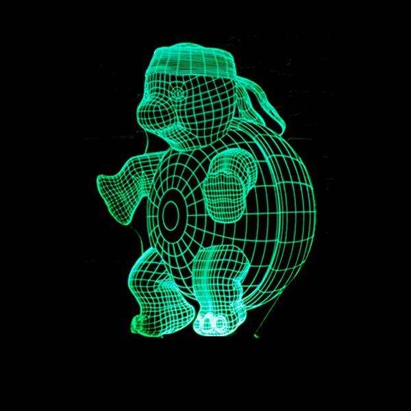 

2018 new pattern colorful tortoise 3d small night-light sea turtle led three-dimensional touch illusion lamp originality gift desk lamp
