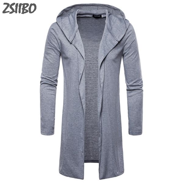 

men's long sleeve streetwear spring autumn sweater new trench coat for casual hooded long cardigan knit warm knitwear slim, Tan;black