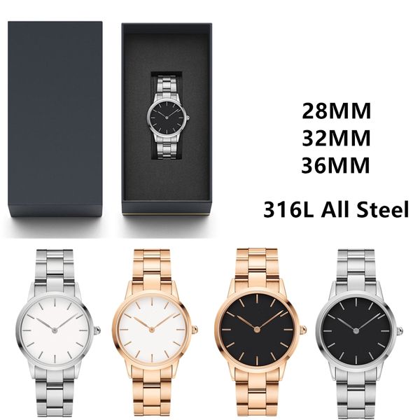

custom 2019 new arrival all steel man woman 28 32 36mm fashion watches quartz gift watch male clock lady relogio montre luxury, Slivery;brown