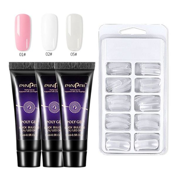 

3pcs poly builder uv gel quick building nail tips finger extension false nails