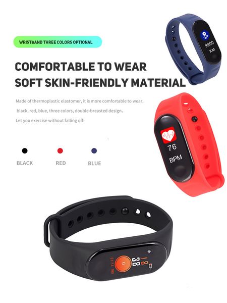 

m3 smart band heart rate blood pressure health smart bracelet m3 pro waterproof bluetooth smart watch wristband fitness tracker