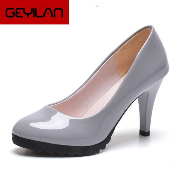 

2019 new women's leather med heels new shoes classic black&white pumps shoes for office ladies
