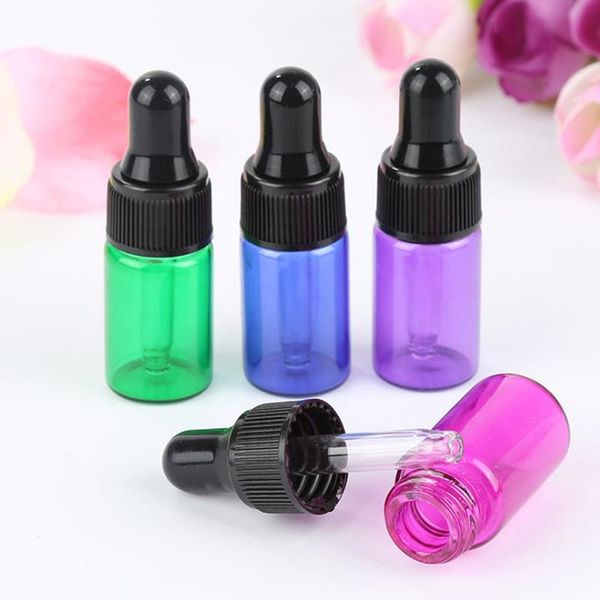

5ml/3ml/2ml/1ml mini refillable empty makeup glass bottle with eye dropper essential oil liquid storage container fast shipping f1840