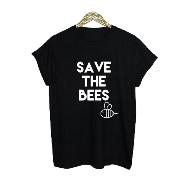 

tumblr protect environment slogan save the bees t shirt women's fashion print cotton tee shirt harajuku women clothes dropship, White