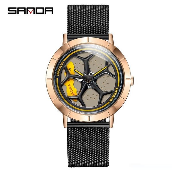 

sanda watches quartz sport fashion casual men wristwatch stainless steel mesh strap watch for man clock male reloj hombre 1022, Slivery;brown