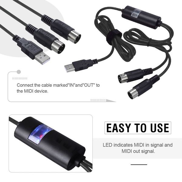 

home durable professional converter cable adapter usb in-out midi piano keyboard music
