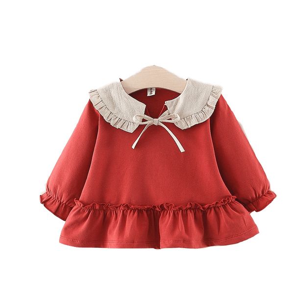 

Girls Dress 2019 Spring Girls Cotton Lapels Princess Dress Girl Baby Birthday Dress, Pink
