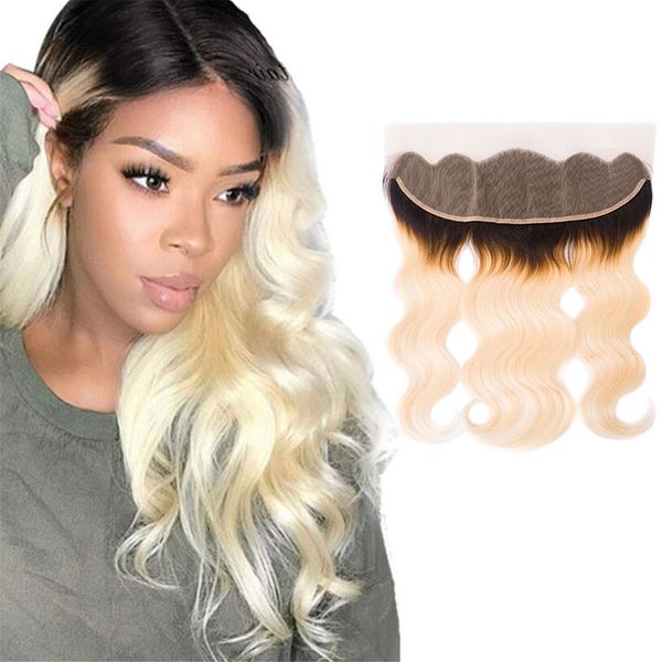 

brazilian virgin hair 1b/613 body wave 13x4 lace frontal with baby hair 13x4 frontal human hair body wave two color 1b/613, Black