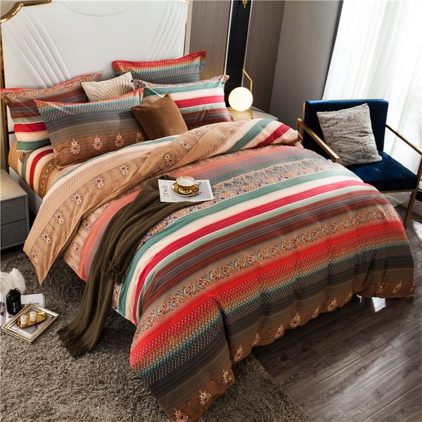 Luxury Vintage Bohemia Bedding Ties Zipper Duvet Cover Twin Queen