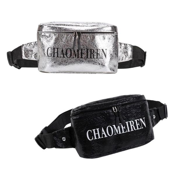 

stylish mirror women men crossbody bags pu leather waist bags chest packs waist packs street style phone money bag