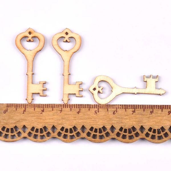 

30pcs 6 designs mixed natural key wood slices embellishment for home decorations diy crafts wooden ornaments arts 43x17mm m1862