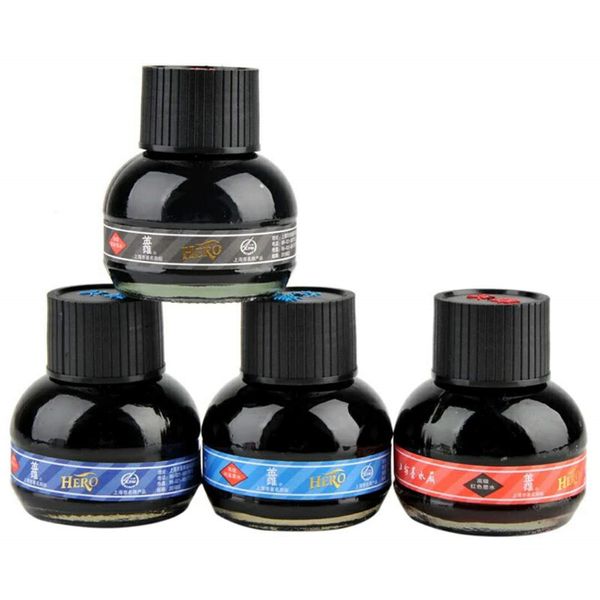 

hero fountain pen ink 60 ml glass bottled pure blue red ink refill office supplies for fountain pen stationery school chancery, Black;red