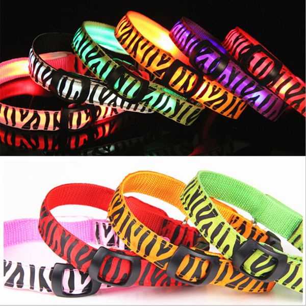 

stripe led pet dog collar night safety led light flashing glow in the dark small dog pet leash dog collar flashing safety collar dbc vt0861