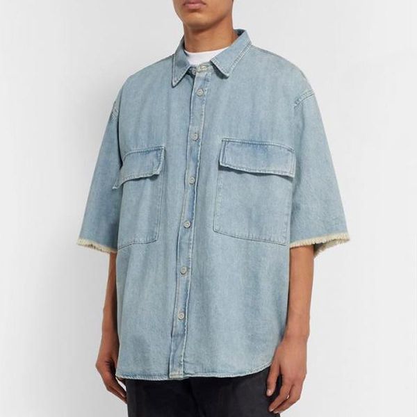 

20ss fg washed vintage denim tee men women casual simple tooling short sleeves shirts high street t-shirt summer breathable tee hfymtx827, White;black