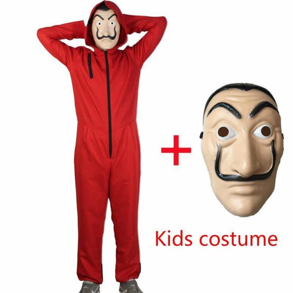 Acquista Movie Money Heist La Casa Di Carta La Casa De Papel Cosplay Salvador Dali Costume Tuta Bambini Costumi Di Halloween Con Maschera Facciale A