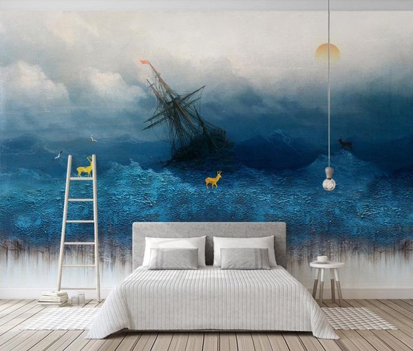 

self-adhesive] 3d boat in the water 174345 wall paper mural wall print decal murals