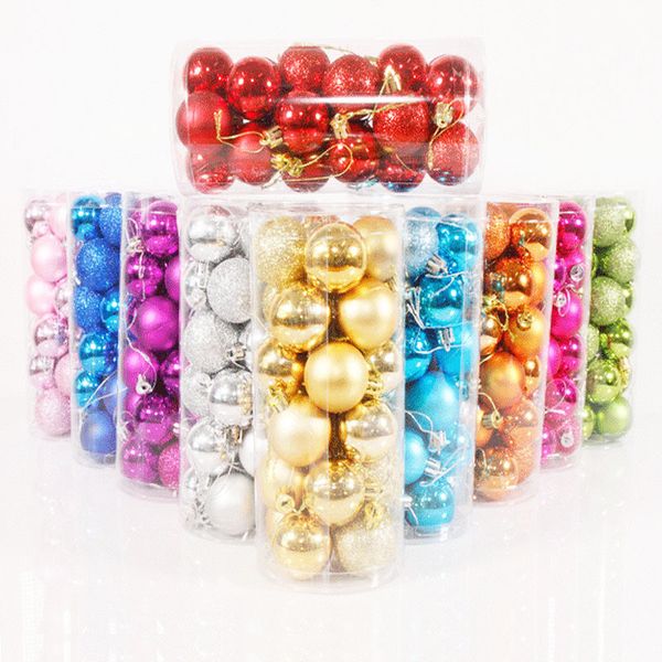 

4 cm electroplated christmas colorful ball mall ls christmas scene decorative 24pcs-plastic colorful ball pendant