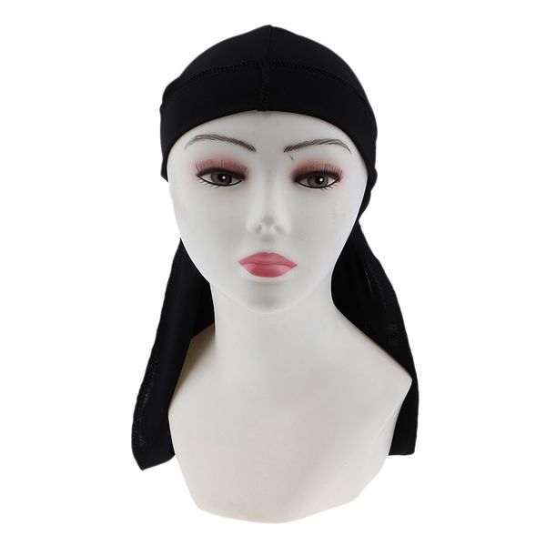 

2pcs long tail wide straps durag solid color pirate cap two tone headwraps
