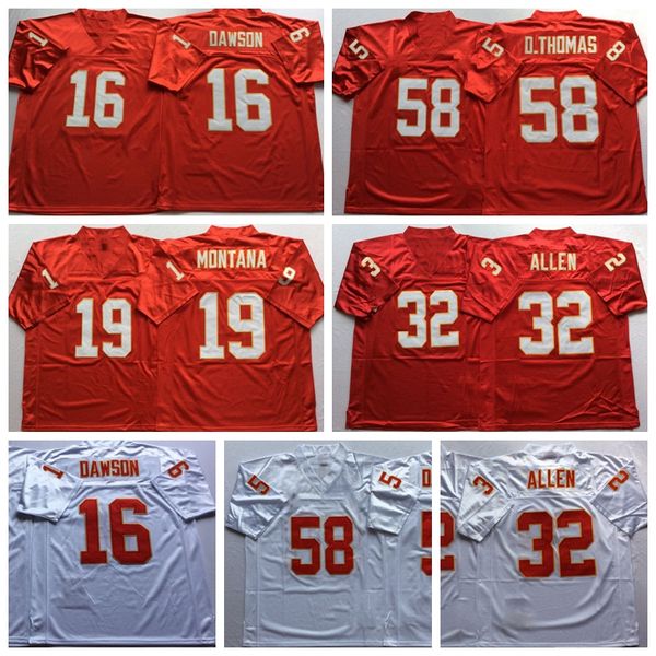 

len dawson joe montana masrcus allen derrick thomas ncaa football breathable quick dry jerseys men retro stitched, Black