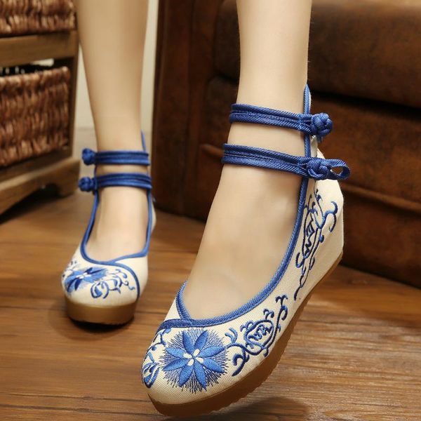 

new spring vintage canvas flats shoes phoenix embroidered shoes comfortable beijing style dance singles, Black