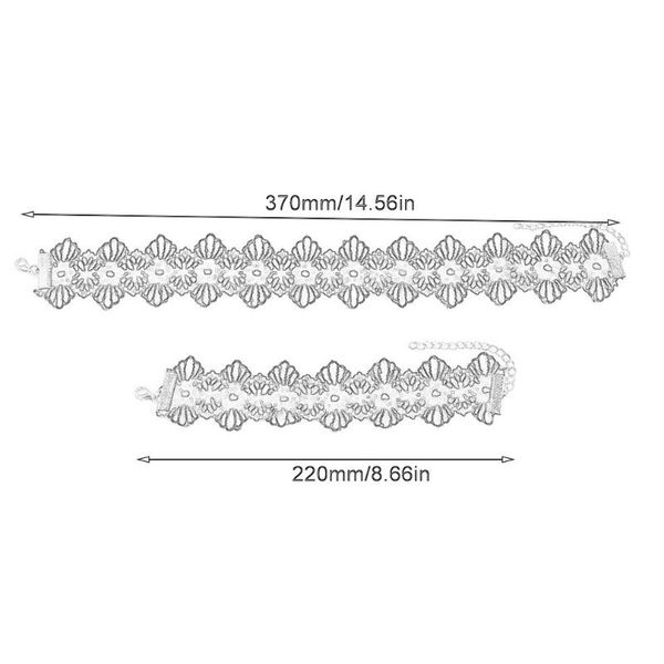 

korean version of handmade black openwork flower necklace set sweet lace necklace bracelet female, Silver