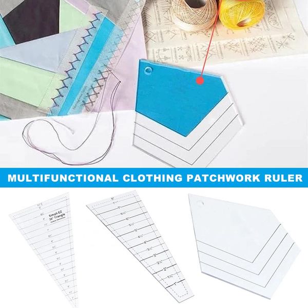 

quilting ruler with 30 degree triangular and diamond transparent patchworks sewing cutting craft ruler diy tools pr sale, Black