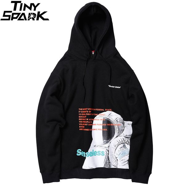 

mens hip hop hoodie sweatshirt spaceman letter print harajuku streetwear hooded pullover cotton autumn 2019 loose hoodie black