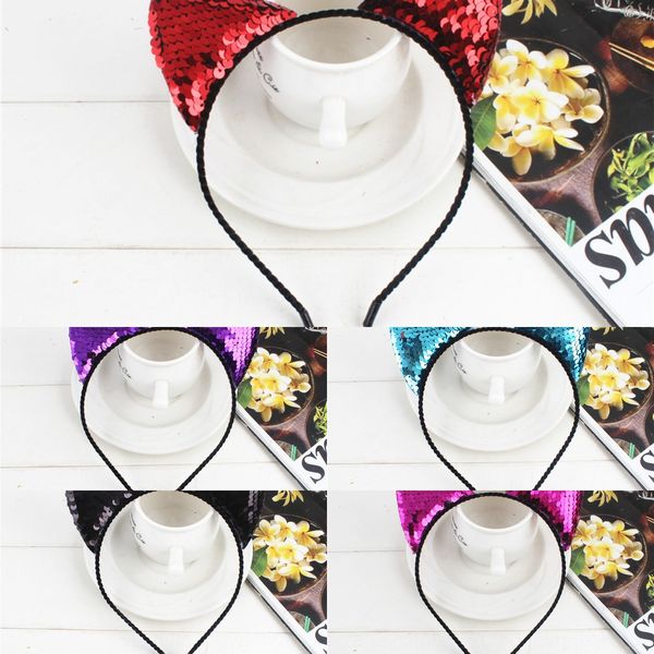 

children fabric handmade sequins girls cat hair band sequins hair band ear headband, Slivery;white