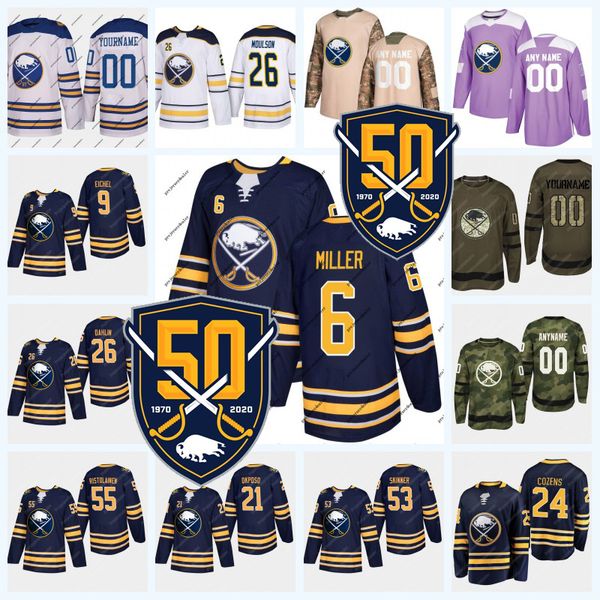 

6 Colin Miller Buffalo Sabres 50th Seasons Jersey Dylan Cozens Jack Eichel Jeff Skinner Rasmus Dahlin Rasmus Ristolainen Sheary Pominville