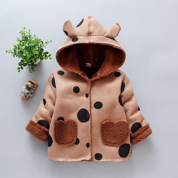 

children's coat autumn winter new children's wear girl lupirong dot baby with velvet fur one tide, Blue;gray