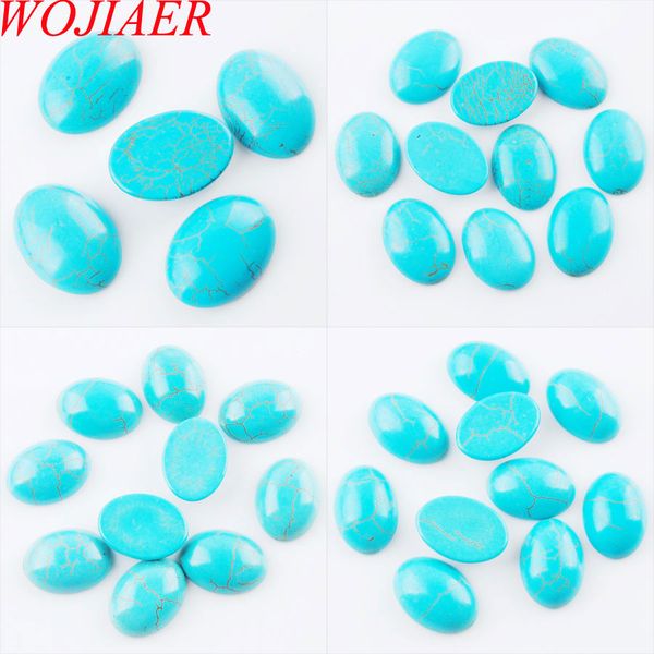 

wojiaer oval natural turquoises gem stones beads cabochon cab no drill hole jewelry making 50pcs/lot dbu817, Black